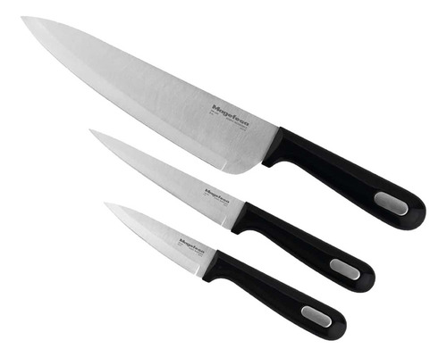 Set X3 Cuchillos Magefesa Acero Inox Mestre Pepino Color Plateado