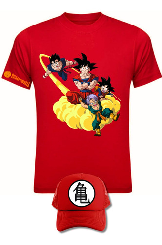 Camiseta Manga Corta Goku Nube Dragon Ball Z Obsequio Gorra 