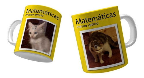 Taza 11oz Meme Libro Matematicas Gato