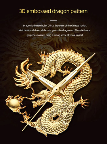 Relógio De Quartzo Luminoso Com Totem Dragão Chinês Chenxi