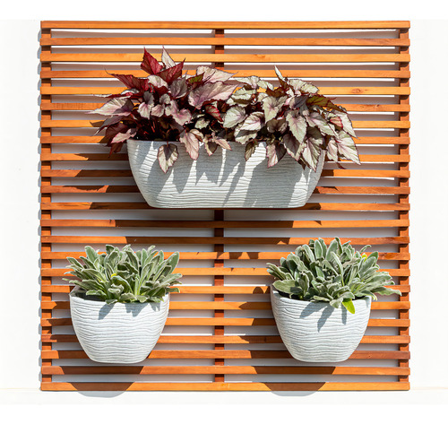 Maceta Floridis Pared Plástico 46 × 17cm Recoleccion Agua Simil Piedra Color Gris Claro