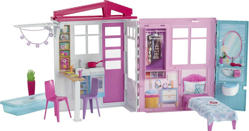 Barbie - Casa De Muñecas, Juego Portátil Con Asa De Trans.