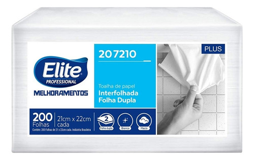 Kit 5 Papel Toalha Elite Interfolhado Folha Dupla Plus Com 2