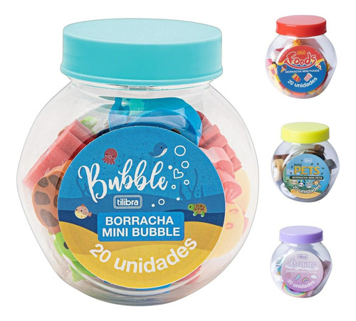 Mini Borracha Pets Dreams Foods Bubble Pote C 20 Uni Tilibra