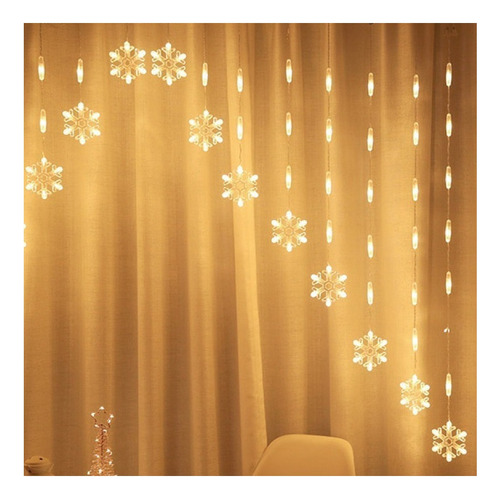 M Cortinas Serie Luces Navidad Copo De Nieve Usb 8 Modos Led