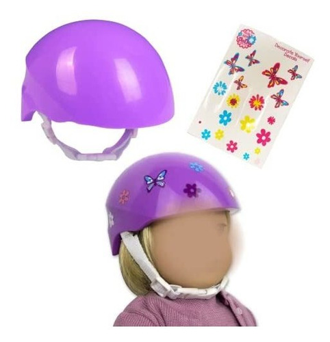 Casco De Bicicleta Morado Para Muñecas De 18  - Incluye Casc