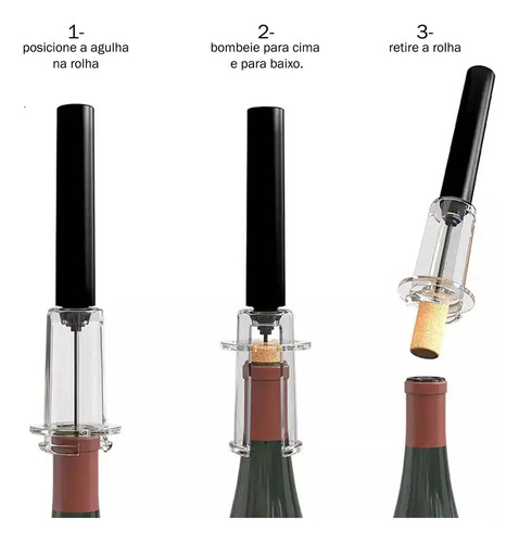Saca Rolha Abridor Vinho Pneumático Bomba Ar Pressão Agulha