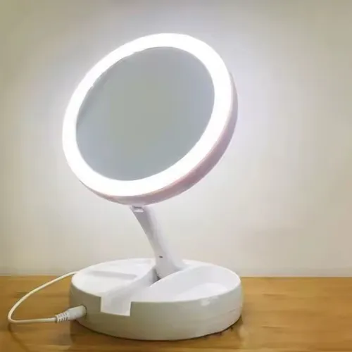 Espejo De Maquillaje Tocador Con Aro Led Plegable 1x Y 10x