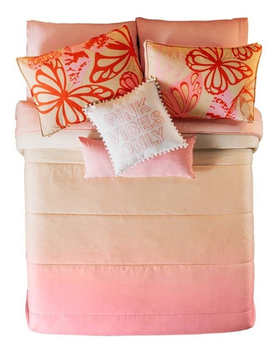 Edredon Pink Soft Individual + Cubre Colchon Bora