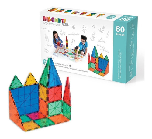 Set de construcción magnético Magneti Blocks 60 piezas  en  caja