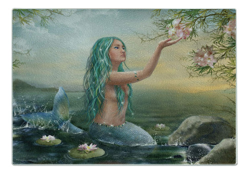 Ambesonne Tabla De Cortar De Sirena, Sirena De Pelo De Colo.