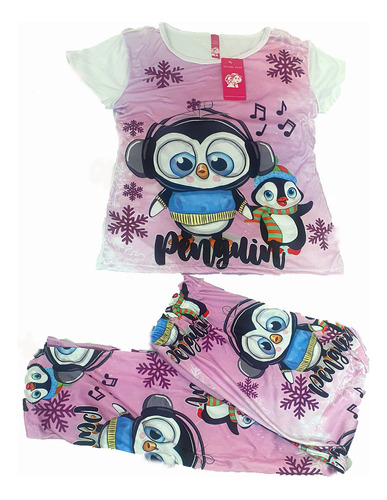 Pijama Suave Comoda Pinguino Pantalón Y Blusa  De Mujer