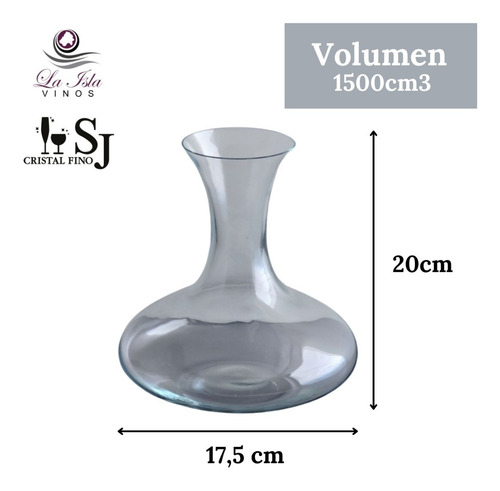 Imagen 3 de 10 de Decantador Para Vino De Cristal 1,5lts Con Estuche
