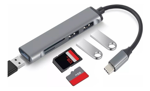 Hub Multi Puertos Usb + Tarjeta Sd + Micro Sd Divisor Tipo C