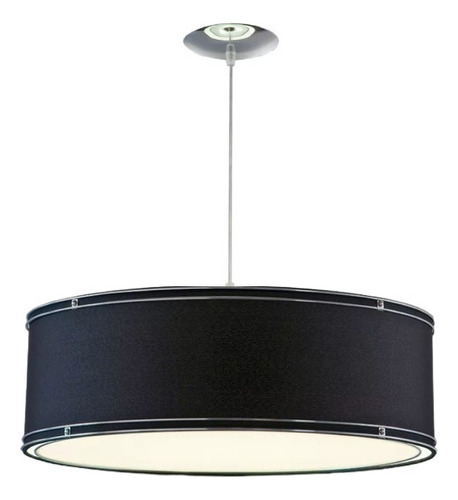 Colgante 3 Luces Doble Aro Negro Cromo 50cm Apto Led 