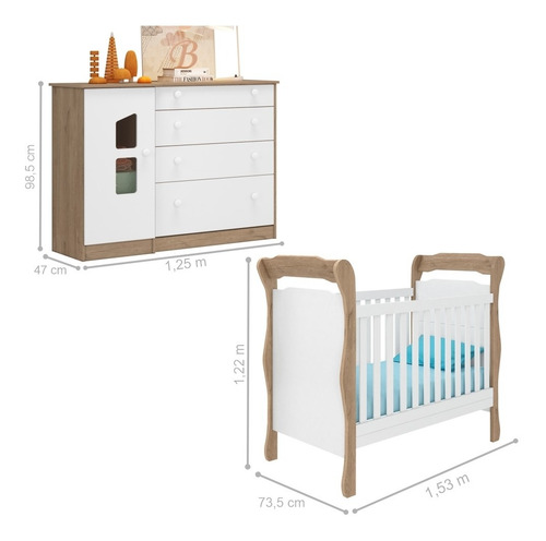 Quarto De Bebê Berço E Gaveteiro Joaquim Branco