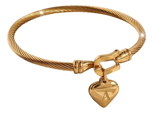 comprar Pulsera Corazon Personalizada Color Plata Inicial Letra A