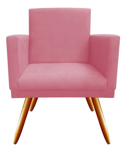 Poltrona Sala Nina Triângulo Bege Suede Super Cor Suede Rosa Desenho Do Tecido Suede/corino
