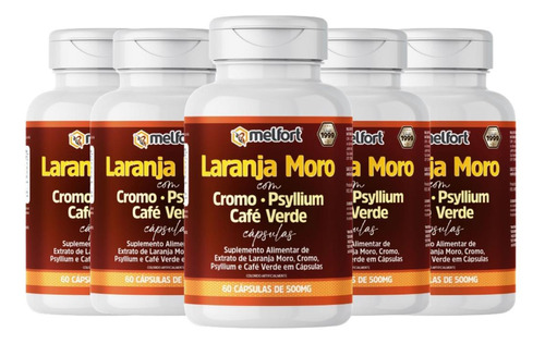 Kit 5x Laranja Moro + Café Verde 500mg 60cps Melforts C