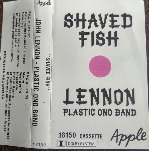 Lennon Plastic Ono Band Saved Fish Cassette 