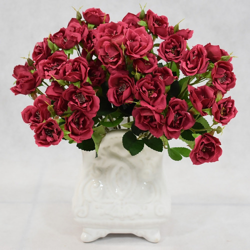 Ramo De Rosas Otoñales Flores Artificiales Pack 3 Pz Color Rojo