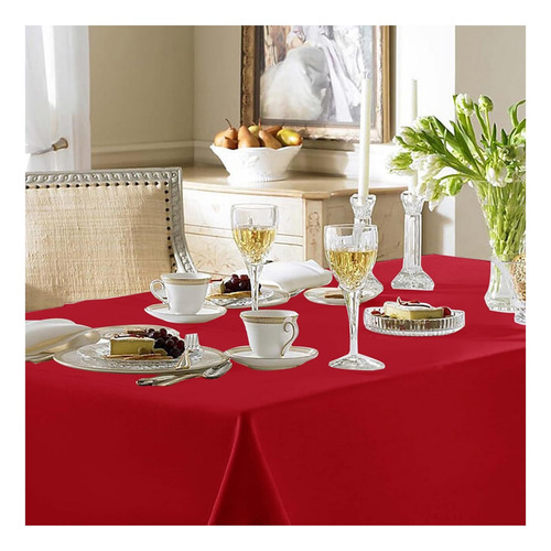 3unidades Mantel Rectangular Decoración Fiesta Hogar 3mx1.5m Rojo