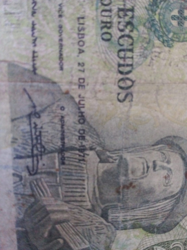 Cédula De Dinheiro Antigo De 20 Escudos Ouro Original (Usado)