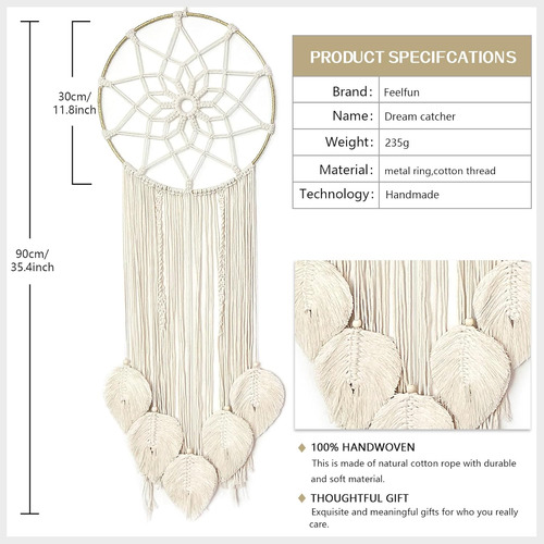 Atrapasueños Hecho Mano Macramé Grande Decoración De...