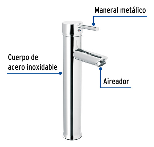 Llave Para Lavabo Monomando Alto, 30cm Cromo 47793