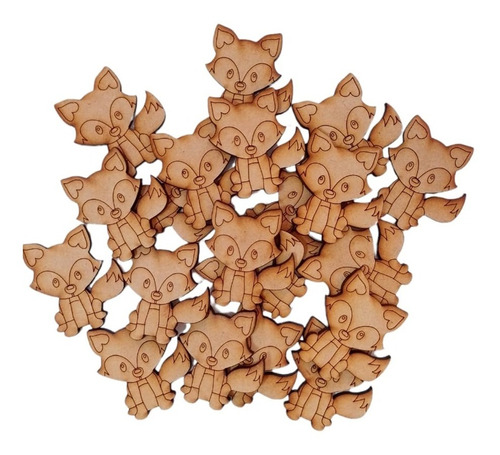 10 Animales Del Bosque Zorro Fibrofacil Mdf Souvenirs 15cm