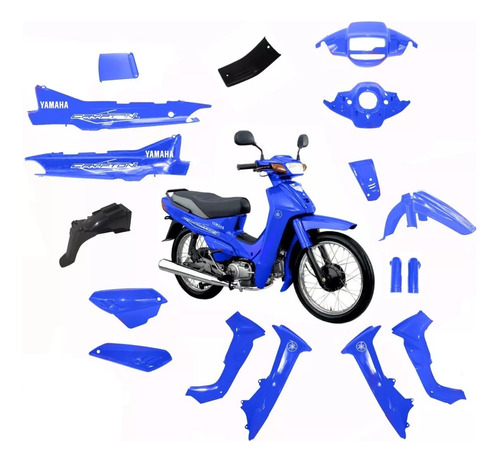 Kit Plasticos Yamaha Crypton + Calcos + Tornillos Azul