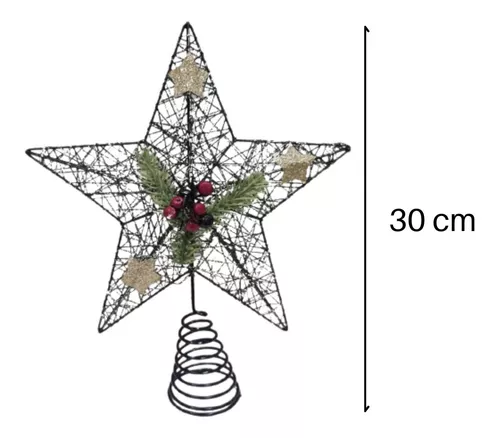 Estrela Para Topo Árvore De Natal Enfeite Decorativo 30 Cm