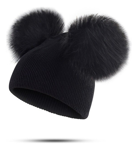 Imagen 4 de 7 de Gorro De Punto Cálido Para Bebé Gorro Con Doble Pompón