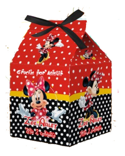 10 Cajitas Milk Box De Minnie Mouse Roja......