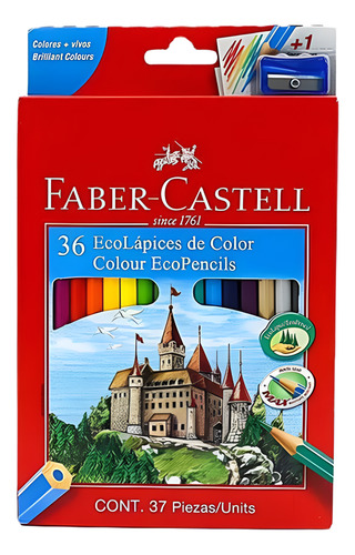Lapices Escolares De 36 Colores + Sacapunta Faber Castell