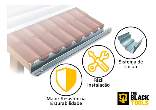 Kit Calha Moldura Galvanizada Completa Corte 28 6 Metros