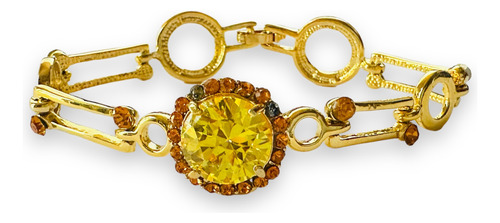 Pulsera De Cristal  Amarillo Estuche 