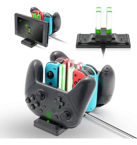 Pack Cargador 6 En 1 Para Joy-con Y Pro Controllers Switch