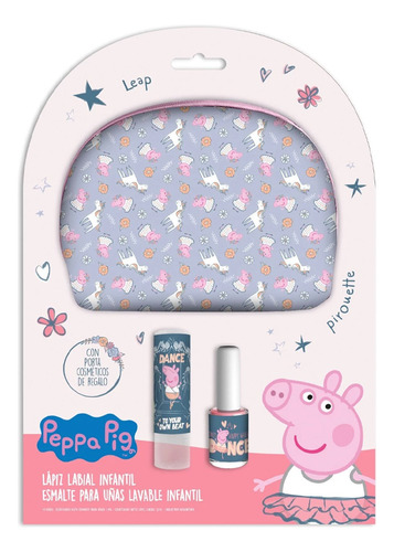 Labial Infantil Peppa Pig + Esmalte + Neceser Set