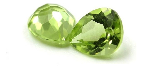 2 Gemas Naturais De Peridoto Lapidação Gota Com 9x6mm