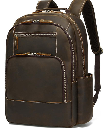 Taertii Full Grain Genuine Leather Backpack Para Hombres, 16