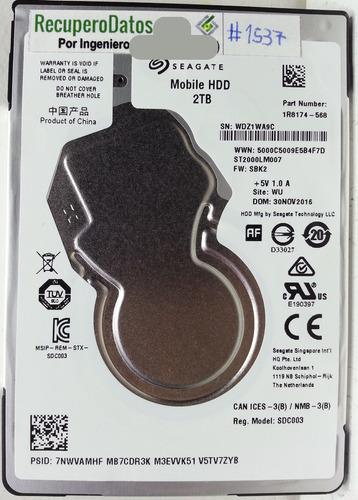 Disco Seagate St2000lm007 2000gb Sata 2.5,2610 Recuperodatos