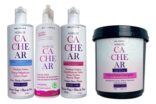 Kit Hora De Cachear Cachos Duráveis Vegan Curly Obliphica 