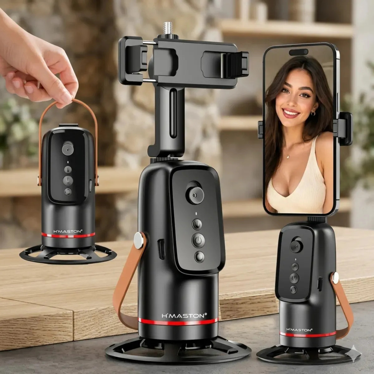Suporte Inteligente p/ Celular c/ Rastreamento Facial 360° e Controle por Gestos