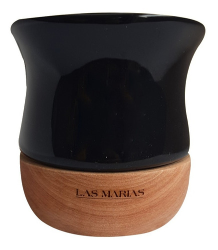 Mate Las Marias Negro De Cerámica Y Madera Modelo Chaco 