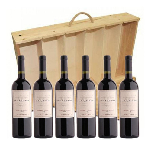 Estuche Madera Vino Dv Catena Cabernet Malbec X 6 Unidades