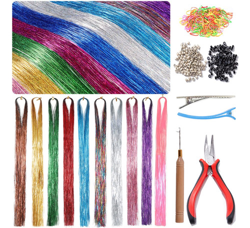 Kit De Oropel Para El Cabello Con Herramientas, Resistente A