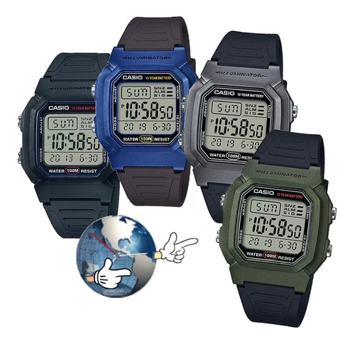 Reloj Casio Deportivo Digital Para Hombre W-800 Wr100metros 