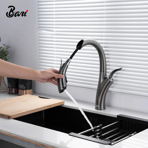 Grifería Para Fregadero Drago Gunmetal Black Marca Bari