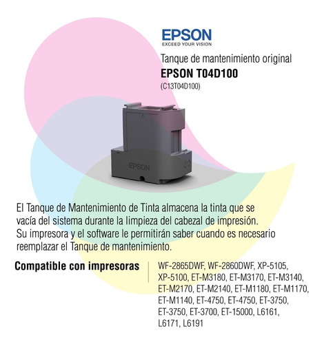 Imagen 2 de 5 de Tanque De Mantenimiento Epson T04d100 L6171 L6161 L6191 3170
